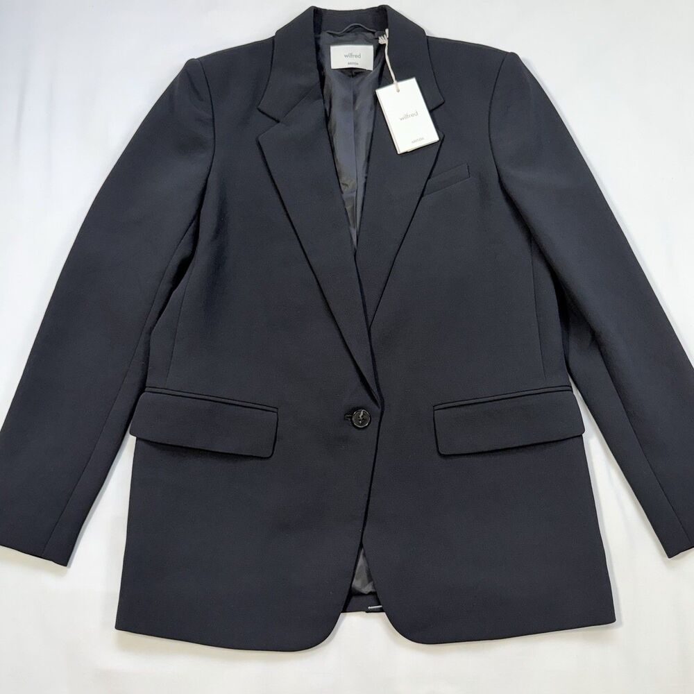 Aritzia Wilfred Generation Blazer Crepette Black Size 2 Minimalist Quiet Luxury - Picture 5 of 13
